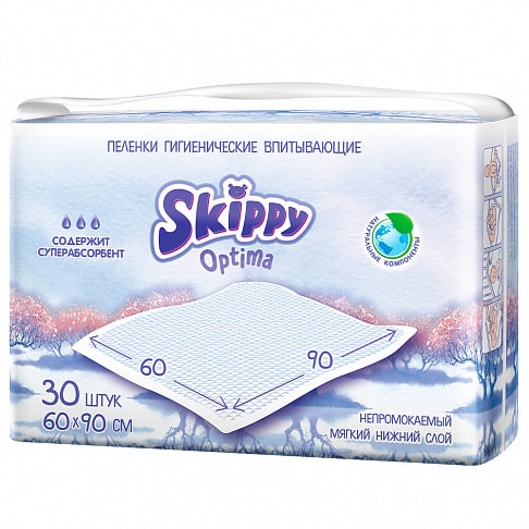 Пеленки впитывающие Skippy optima дет. 60х90 30шт 