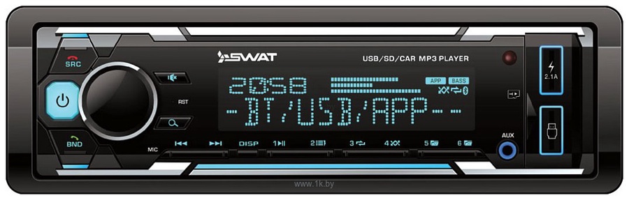 Ресивер медиа SWAT 1din 4х50Вт МР3 USB SD BT арт. WX-2101UB 