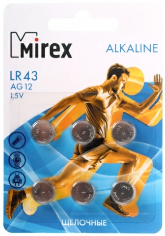 Батарейка щелочная MIREX AG12/LR43 6ВР Китай