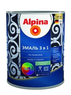 Эмаль Alpina по ржавчине 3в1 0,75 л синий