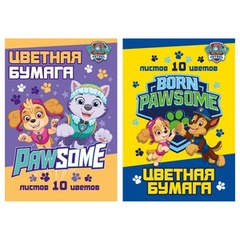 Бумага цв. Игр наб д/дет тв 10цв 10л (2 мет) "Paw Patrol"