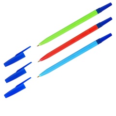 Ручка шариковая СТАММ 049 неоновый микс, синий, 0,7 мм. на масляной основе арт. РШ-30352 