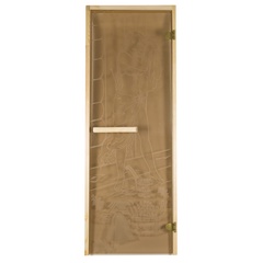 Дверь из стекла коробка хвоя "Банная Лилия" Вдохновение бронза 1,9х07 м 