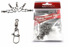 Вертлюг с застежкой Namazu ROLLING SWIVEL WITH NICE SNAP Carbon test-57 кг 10 шт. арт. NP-FT-RSNS3C 