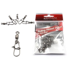 Вертлюг с застежкой Namazu ROLLING SWIVEL WITH NICE SNAP Carbon test-27 кг/1000/ арт. NP-FT-RSNS6C 