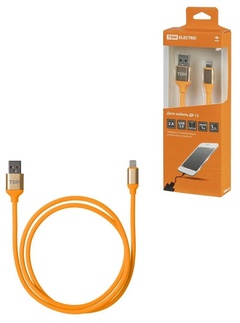 Дата-кабель ДК 15 USB-Lightning оранж 1м силиконовая оплетка 