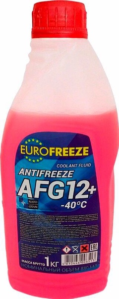 Жидкость охлажденная низкозамерзающая EUROFREEZE Antifreeze AFG 12+  1 кг (0,88л) Красный